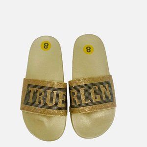 TRUE RELIGION Rhinestone Sandals Gold Size 8
